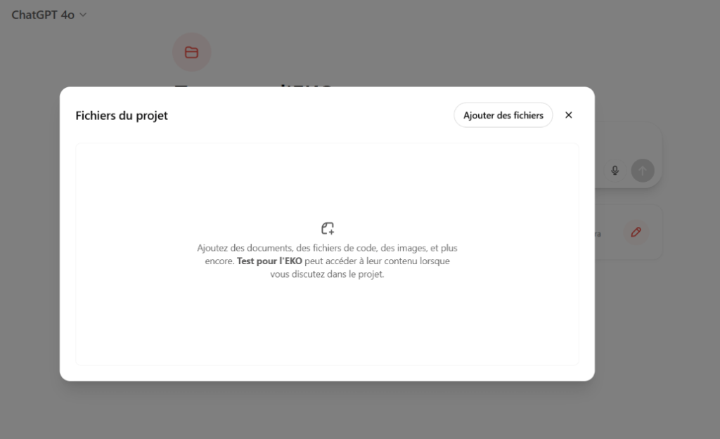 3- Ajout de fichiers ChatGPT projet